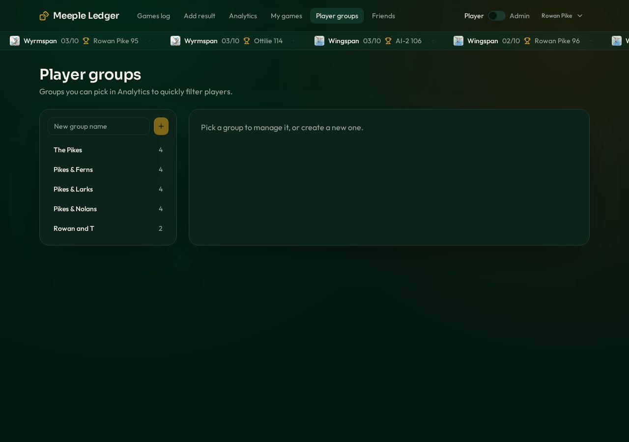 Player groups page preview